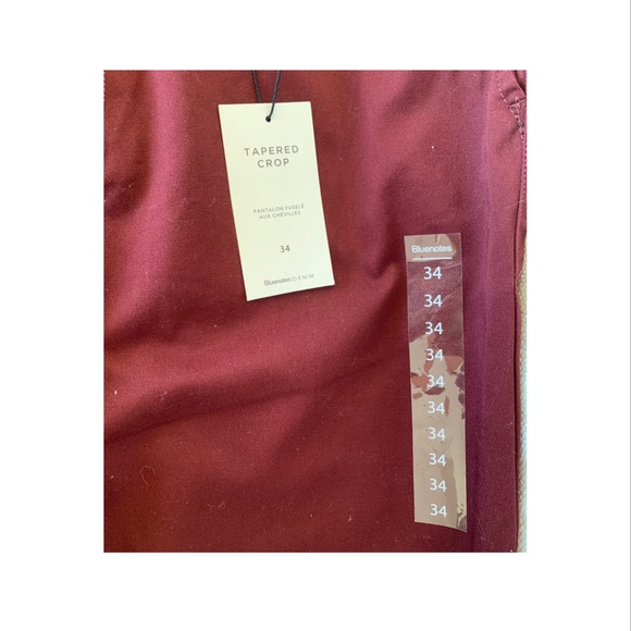 NWT Bluenotes Maroon Tapered Crop pants (size 34) - Picture 4 of 6